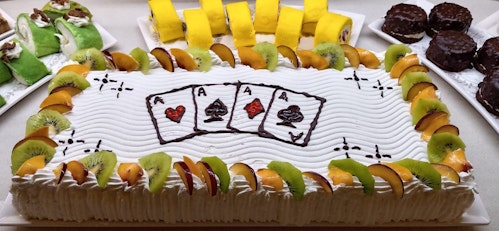 A special cake made for us by the Acacia Resort